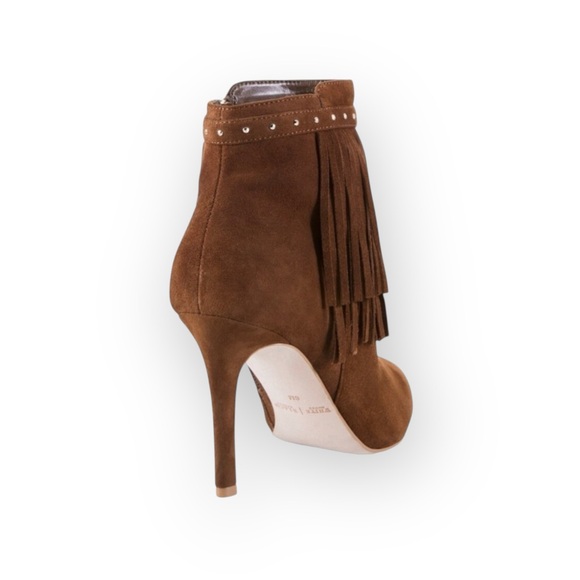 White House Black Market WHBM ꧁ Suede Fringed Heeled Ankle Boots ꧁ Cognac ꧂ 9.5 - Picture 14 of 16